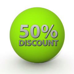 Discount 50 circular icon on white background