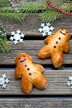 Buns brioche in shape of man Mannele