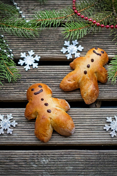 Buns brioche in shape of man Mannele