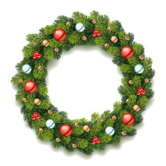 Fototapeta na wymiar Detailed Christmas Wreath Card