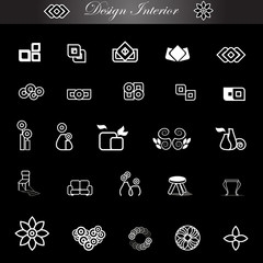 Interior design logo set, vector illustration. Interior design abstract logo collection