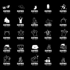 Clothes Icons Set - Isolated On Black Background