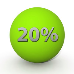Twenty percent circular icon on white background