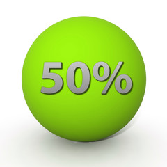 Fivety percent circular icon on white background