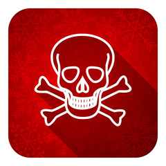 skull flat icon, christmas button, death sign