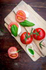 Tomatoes, mozarella and basil
