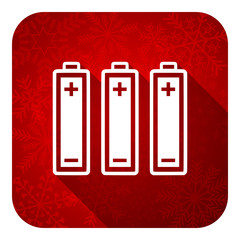 battery flat icon, christmas button, power sign