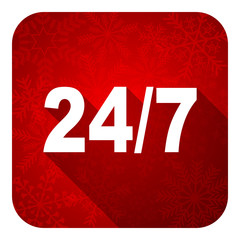 24/7 flat icon, christmas button