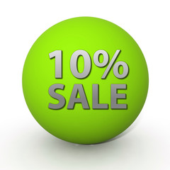 Sale ten percent circular icon on white background