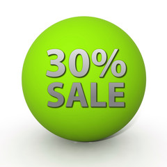 Sale thirty percent circular icon on white background