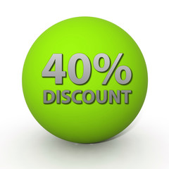Discount forty percent circular icon on white background