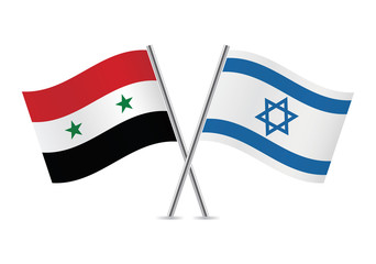 Israel and Syrian flags. Vector illustration.