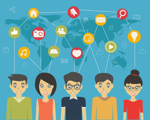 social network and teamwork concept