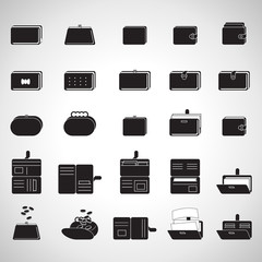 Wallet icons set, isolated on background. Wallet vector illustration