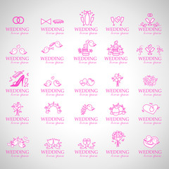 Fototapeta na wymiar Wedding Icons Set - Isolated On Gray Background - Vector Illustration, Graphic Design Editable For Your Design