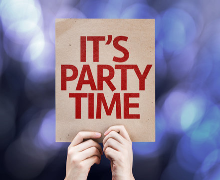 It's Party Time written on colorful background