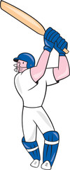 Cricket Player Batsman Batting Cartoon