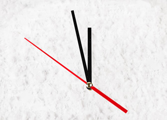 The clock in the snow.