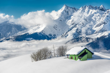 hermitage isolated in the snow