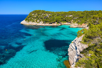 Beautiful coast of Menorca island, Cala Galdana bay, Spain 