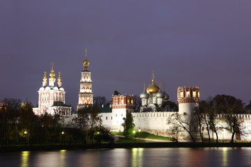 Fototapeta na wymiar Russian churches in Novodevichy Convent monastery, Moscow