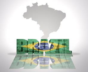 Word Brazil on a map background
