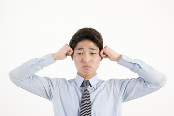Stressed asian businessman 