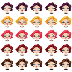 Fashion female avatars set of expressions