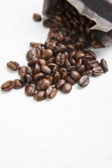 coffee beans on white board