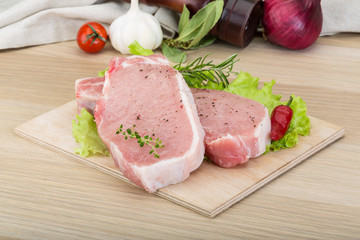 Raw pork steak