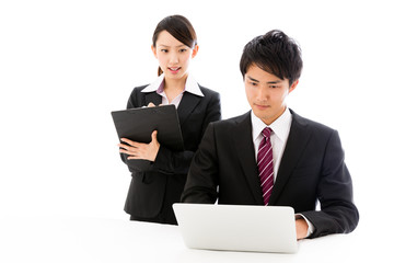 businessperson working image on white background