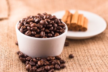 coffee beans and cinnamon