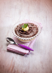 dessert with chocolate and lemon cream