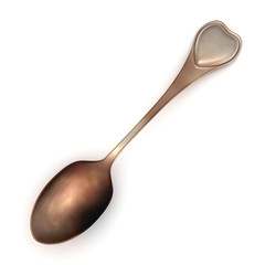 Bronze spoon with heart emblem on handle