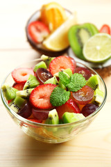 Fruit salad on table