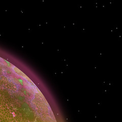 Illustration of detail of fantasy planet