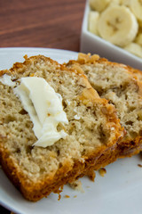 fresh buttered banana walnut bread