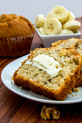 fresh buttered banana walnut bread