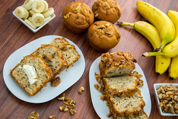 fresh buttered banana walnut bread