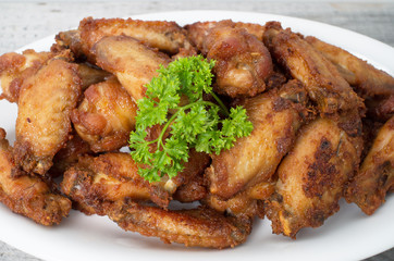 Close Up Deep Fried Chicken Wings