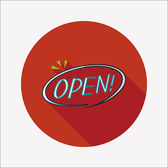 shopping store sign flat icon with long shadow,eps10