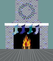 Fireplace and Stockings - 73864652
