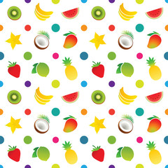 Pattern with fruit icons on a white background