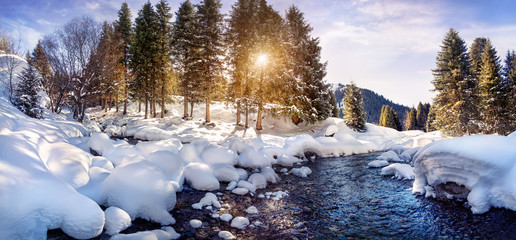 Winter mountain panorama - Powered by Adobe