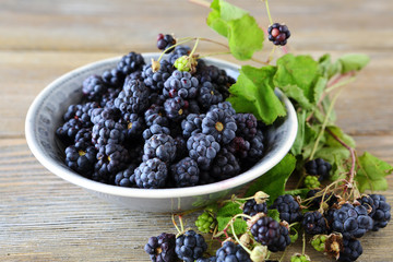 Forest blackberry in small bowl