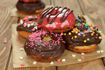 Donuts with chocolate frosting