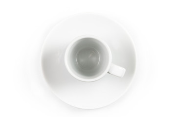Empty cup isolated on white background, top view