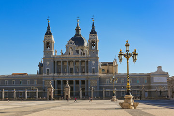 Fototapeta na wymiar Almudena Cathedral at Madrid Spain