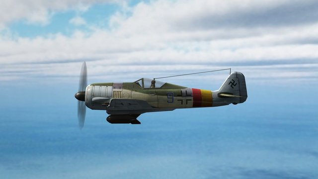 WW2 Focke-Wulf FW 190 Airplane in fly - close up