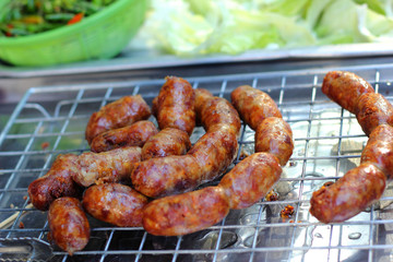 BBQ sausages in the market